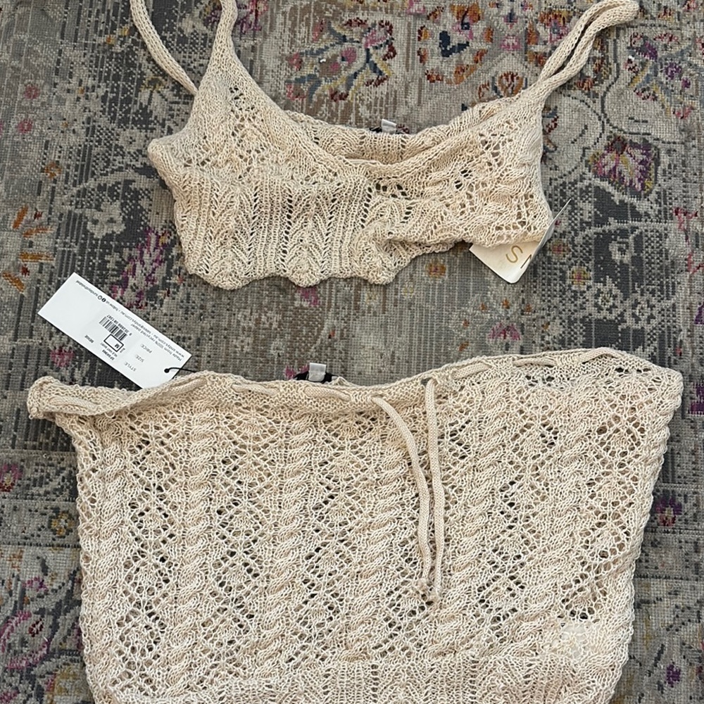 Women's Cream Crochet Swim Coverup